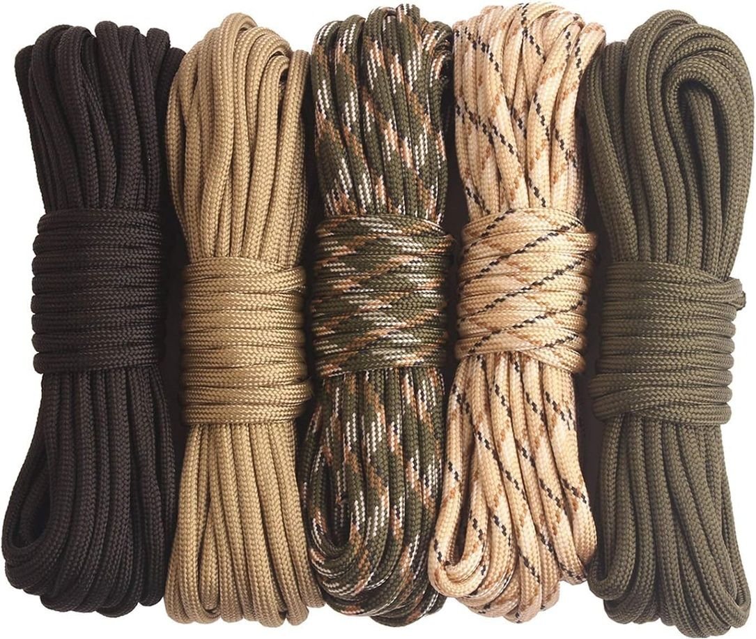 550 Paracord 5 Colors x 20ft - Type III Parachute Cord for Bracelet Making
