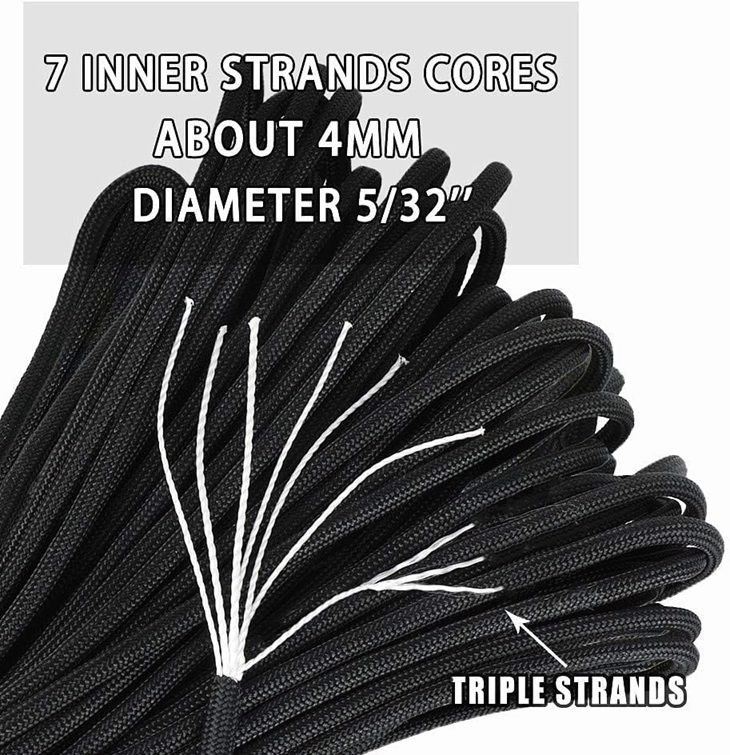 550 Paracord 5 Colors x 20ft - Type III Parachute Cord for Bracelet Making - 2