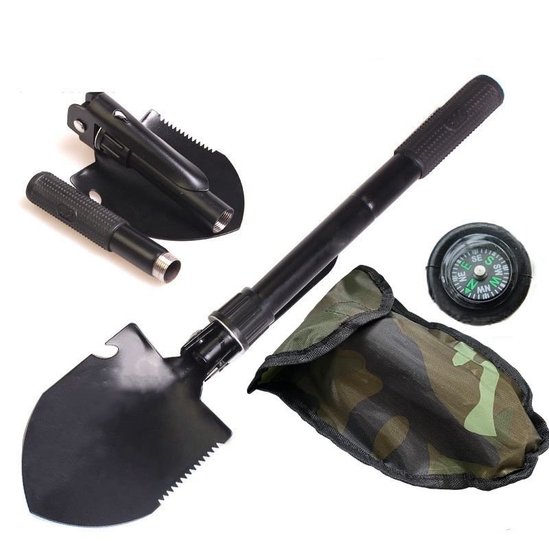 Folding Survival Shovel with Compass - Military Shovel for Camping & Hiking