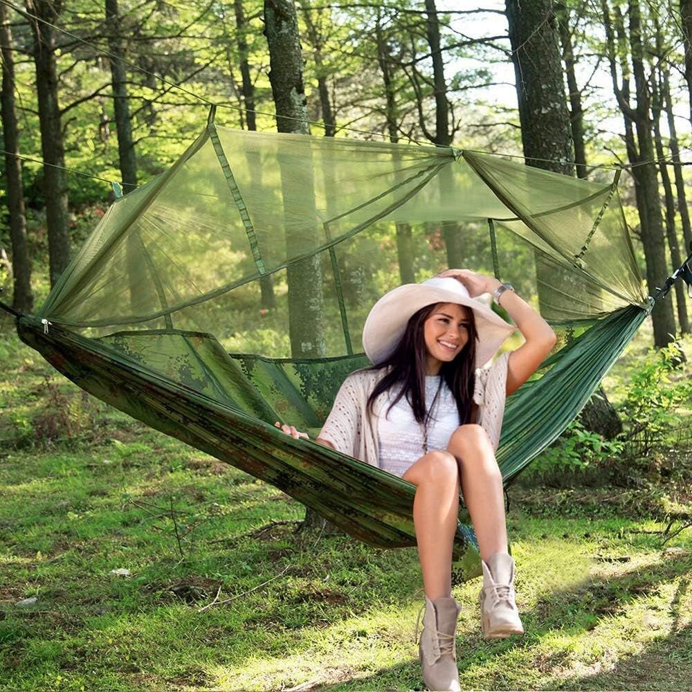 Double Camping Hammock with Mosquito Net & Tarp - Heavy Duty Parachute Nylon - 5