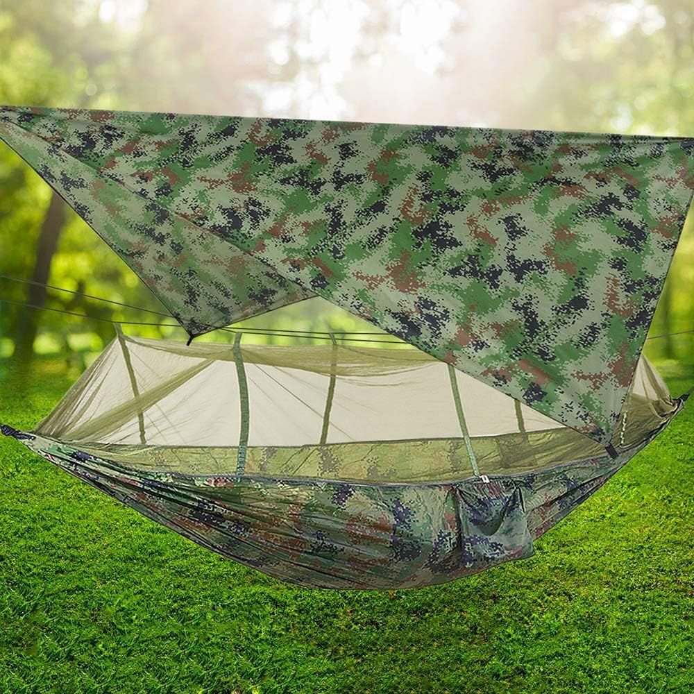 Double Camping Hammock with Mosquito Net & Tarp - Heavy Duty Parachute Nylon - 7