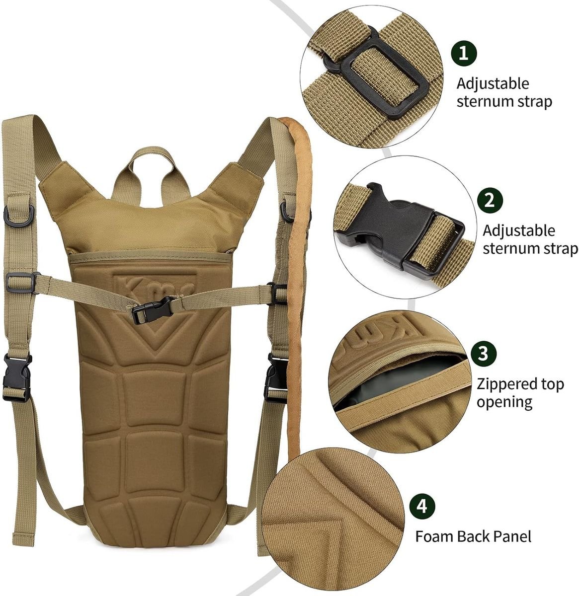 3L Hydration Backpack with Water Bladder - Tactical MOLLE Hydration Pack - 2