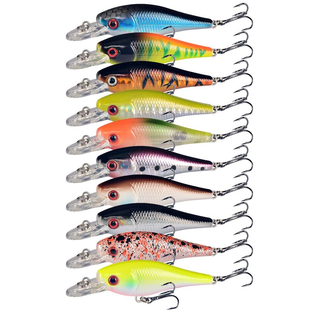Floating Minnow Fish Lure 65mm 4.8g - Topwater Hard Bait for Bass Pike & Carp with Sharp #10 Treble Hooks - 5