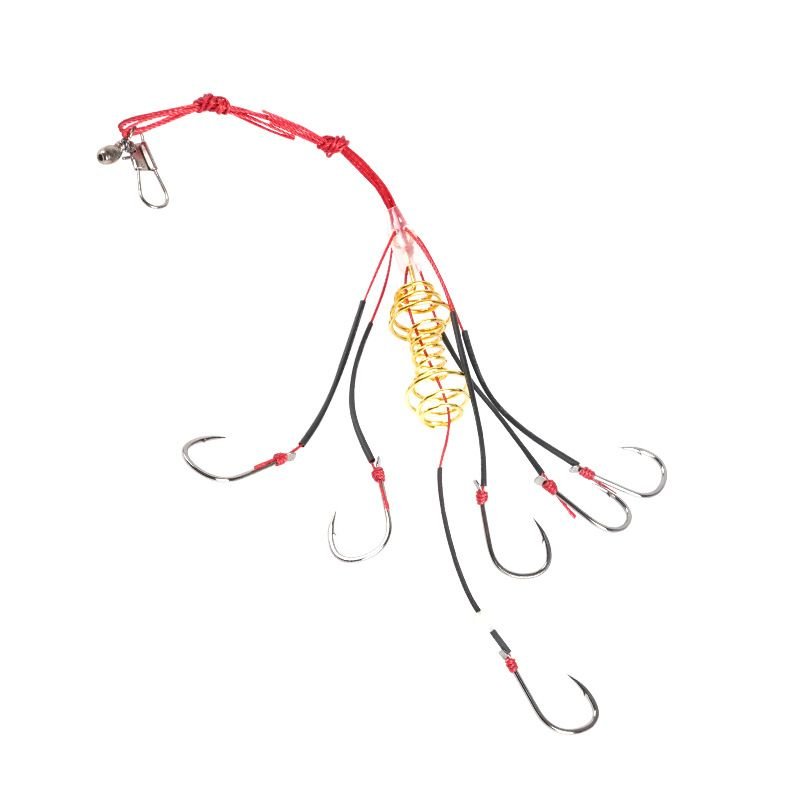 High Carbon Steel Anti-Tangle Explosion Fish Hook Rigs 6#-13# - Carp Catfish Hook Set with Spring Bait Holder - 5