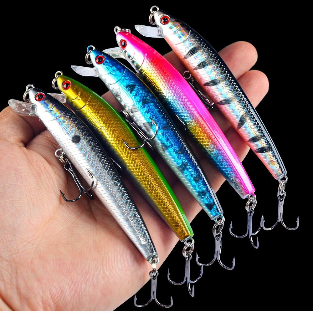 Floating Minnow Fish Lure 9.5cm 8.5g with 3D Eyes & Noise Balls - Short Lip Bait for Bass & Mandarin Fish - 2