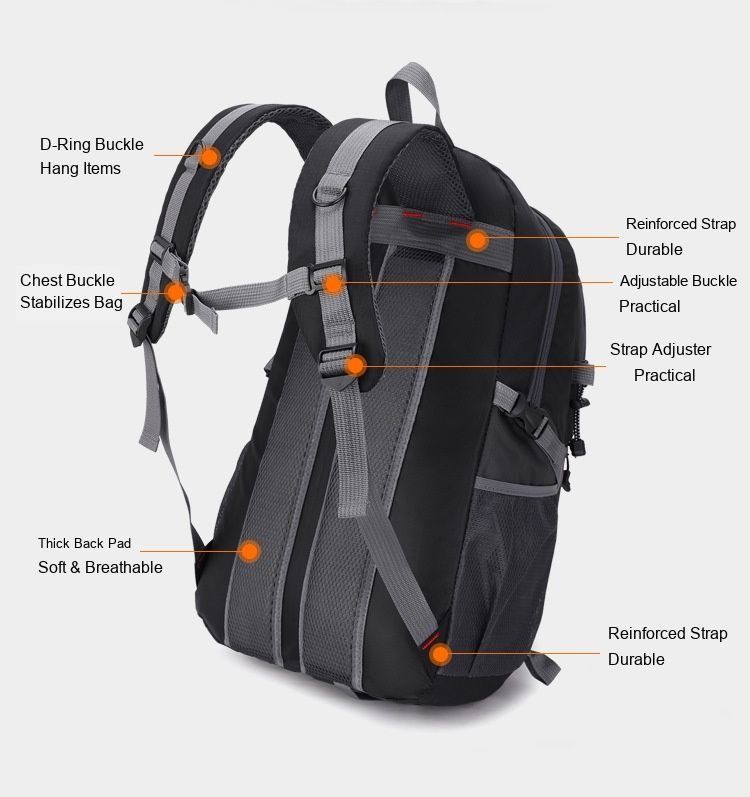 40L Outdoor Backpack Water-Repellent Hiking Daypack for Men & Women - USB Port Travel Camping Rucksack - 4