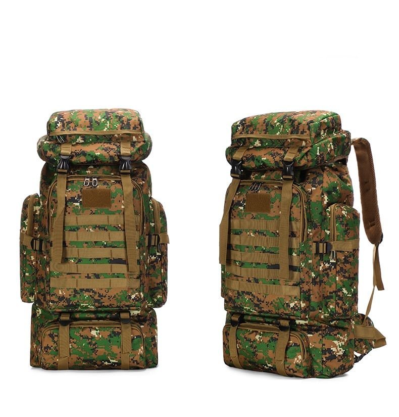 80L Waterproof Camo Hiking Backpack Large Capacity Tactical Travel Rucksack - Oxford & Nylon for Outdoor