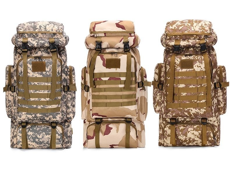 80L Waterproof Camo Hiking Backpack Large Capacity Tactical Travel Rucksack - Oxford & Nylon for Outdoor - 8