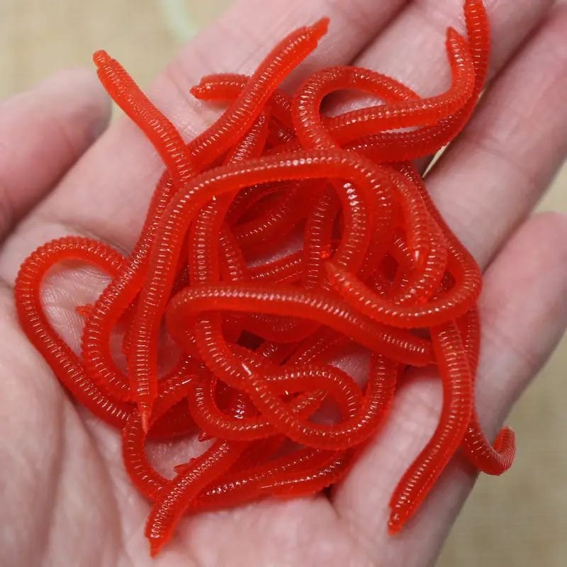 Simulation Earthworm Soft Fishing Lures 100PCS - 1.37in Bionic Worm Baits - 2