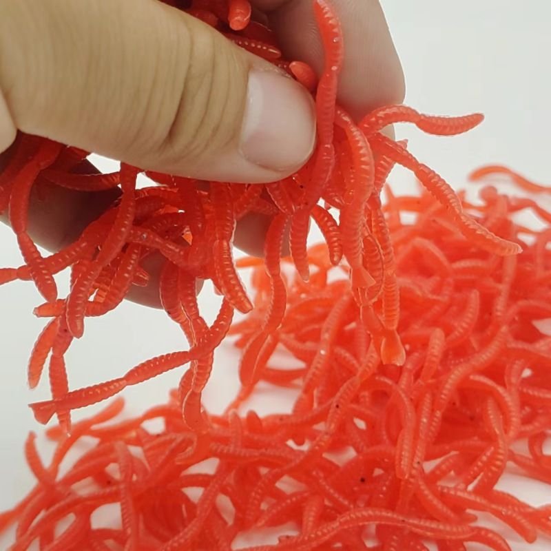 Simulation Earthworm Soft Fishing Lures 100PCS - 1.37in Bionic Worm Baits - 3