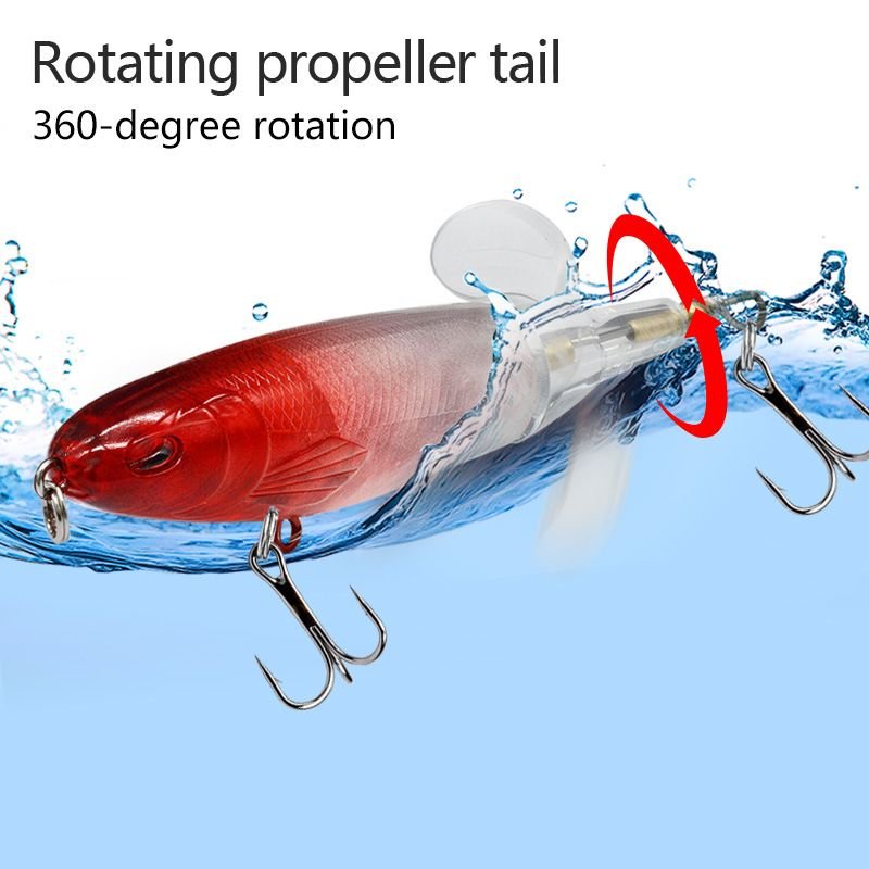 Whopper Popper Topwater Fishing Lure - Floating Pencil Bait with Rotating Tail - 5