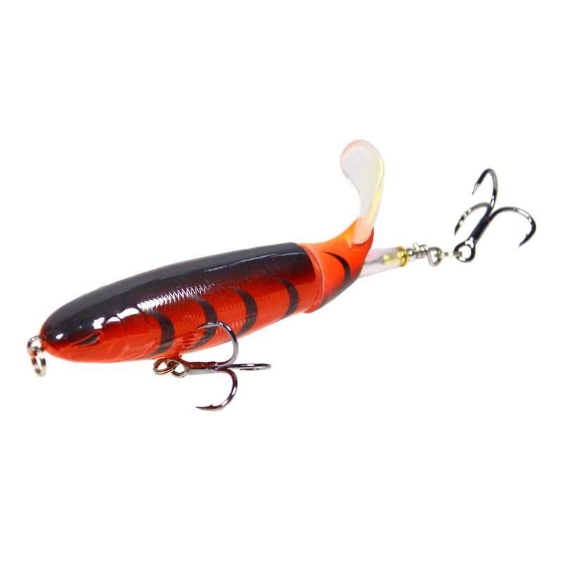 Whopper Popper Topwater Fishing Lure - Floating Pencil Bait with Rotating Tail - 6