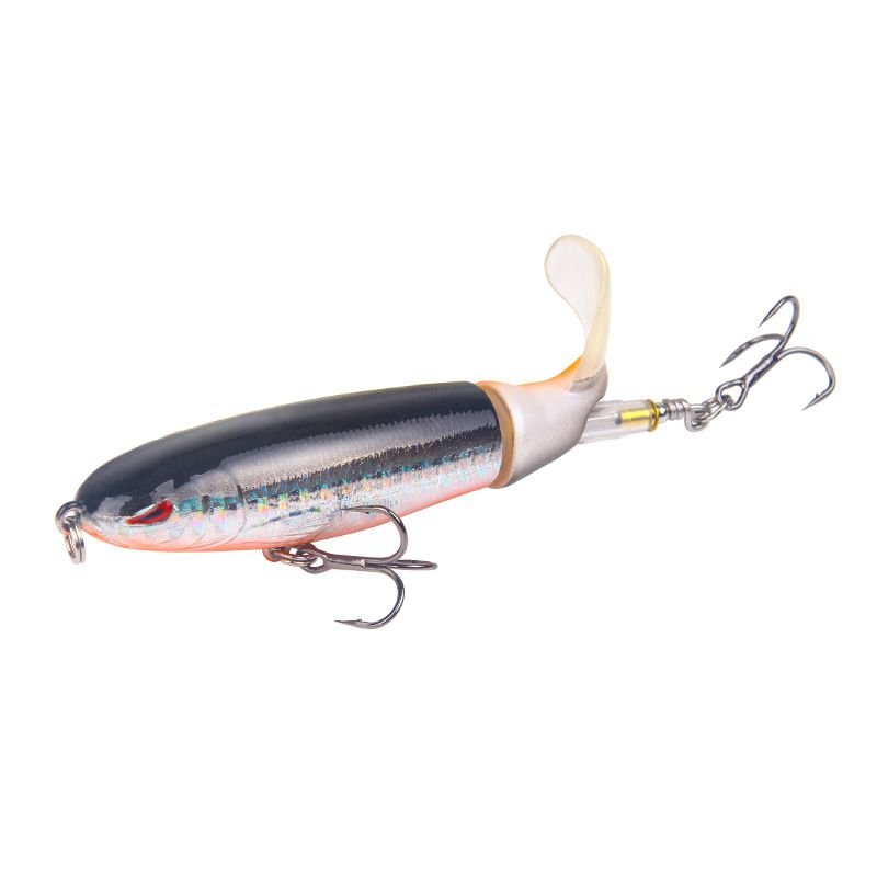 Whopper Popper Topwater Fishing Lure - Floating Pencil Bait with Rotating Tail - 8
