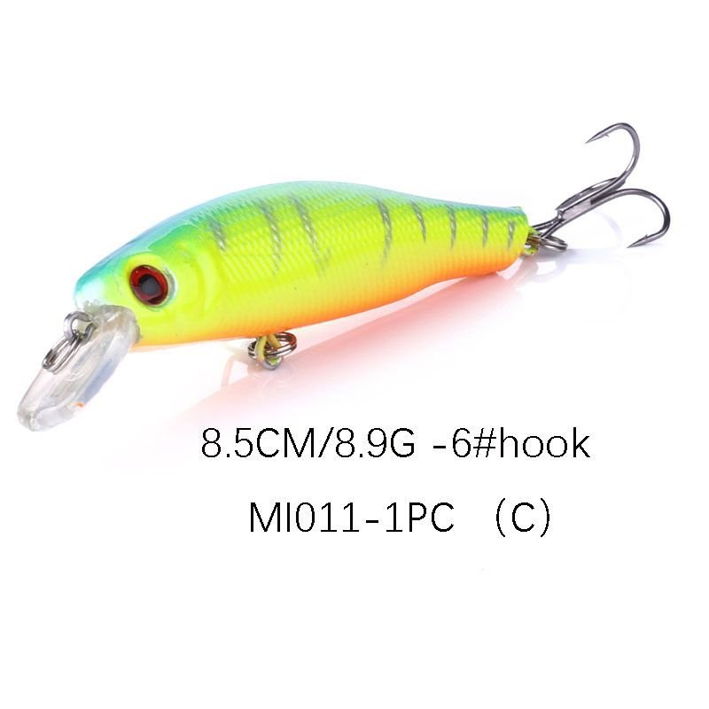 Minnow Crankbait Hard Lure 8.5cm - Fishing Bait for Bass Trout Carp Catfish - 6
