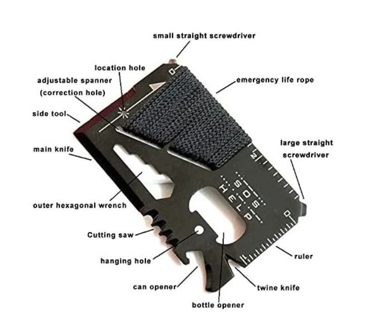 14 in 1 Survival Card Tool - Credit Card Sized Multitool for Camping & EDC - 4