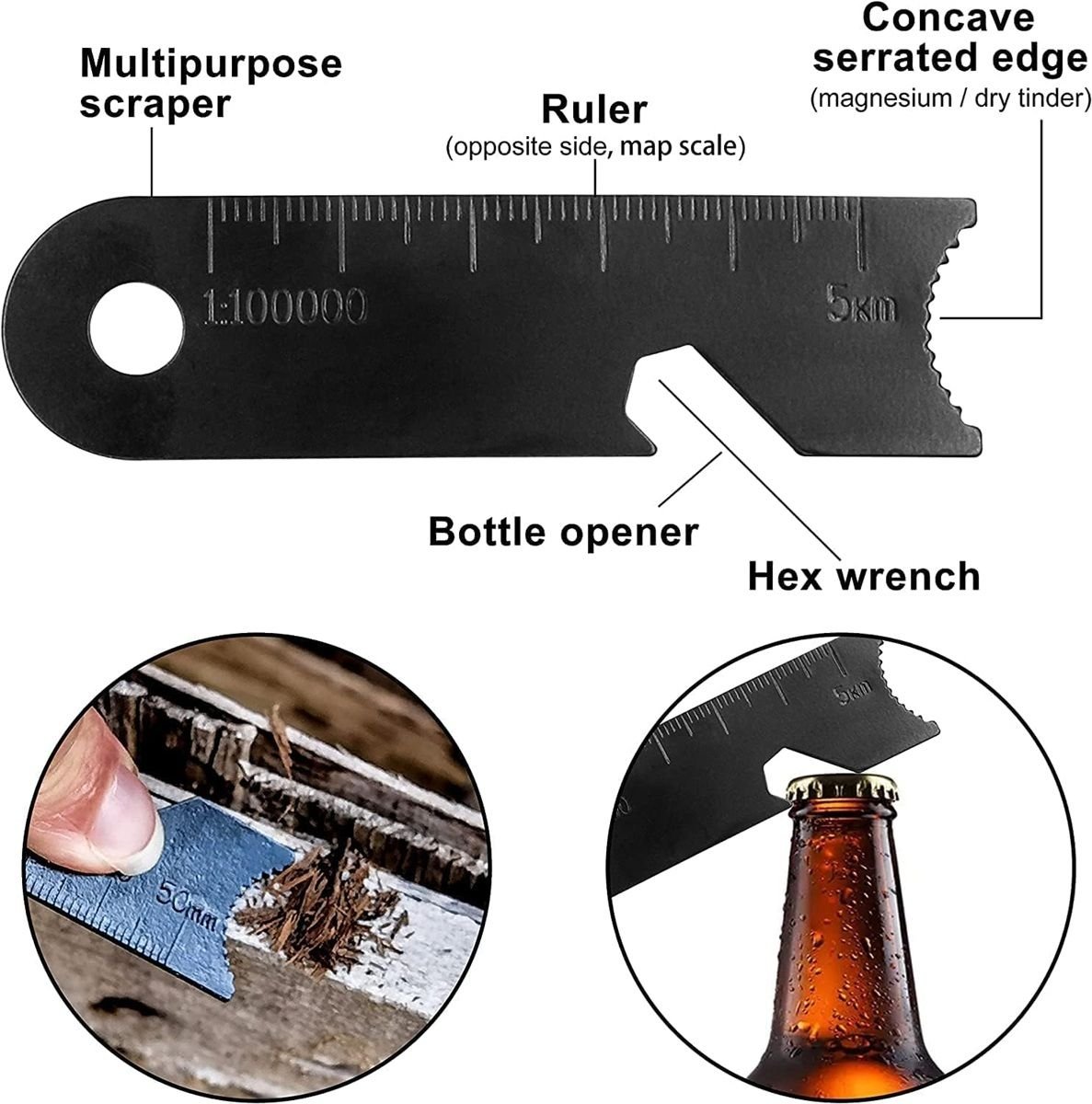 Magnesium Fire Starter Kit - Survival Flint Block with Multi-Tool Scraper - 4