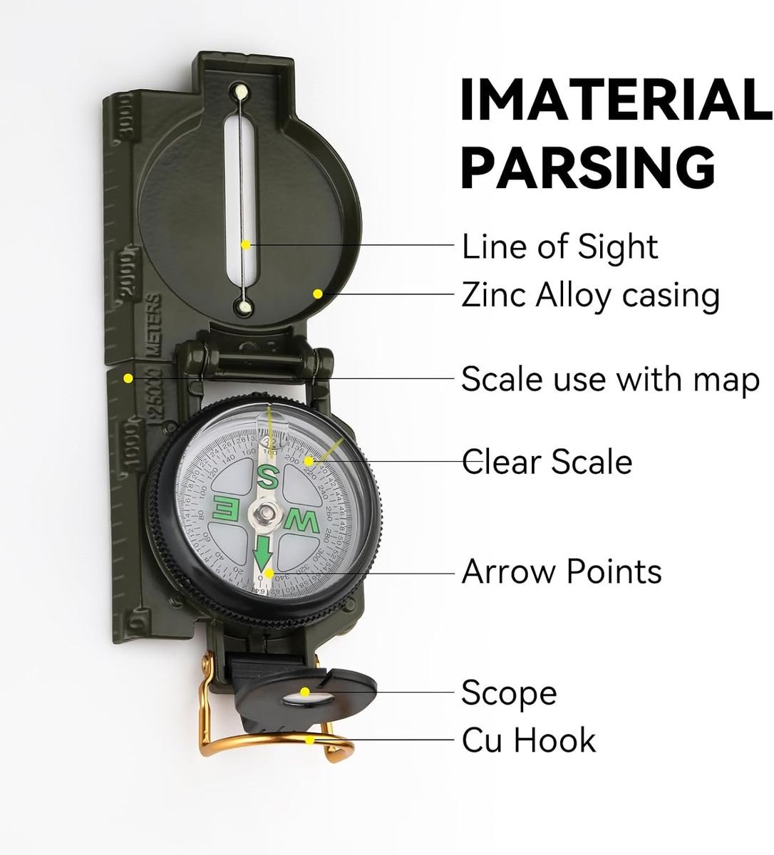 Lensatic Military Compass - Oil Damped Luminous Compass for Hiking & Navigation - 2