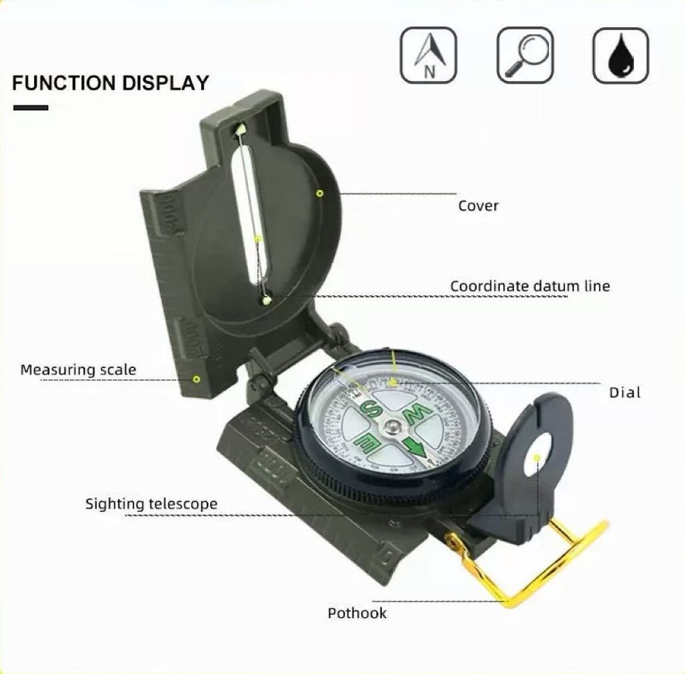 Lensatic Military Compass - Oil Damped Luminous Compass for Hiking & Navigation - 3