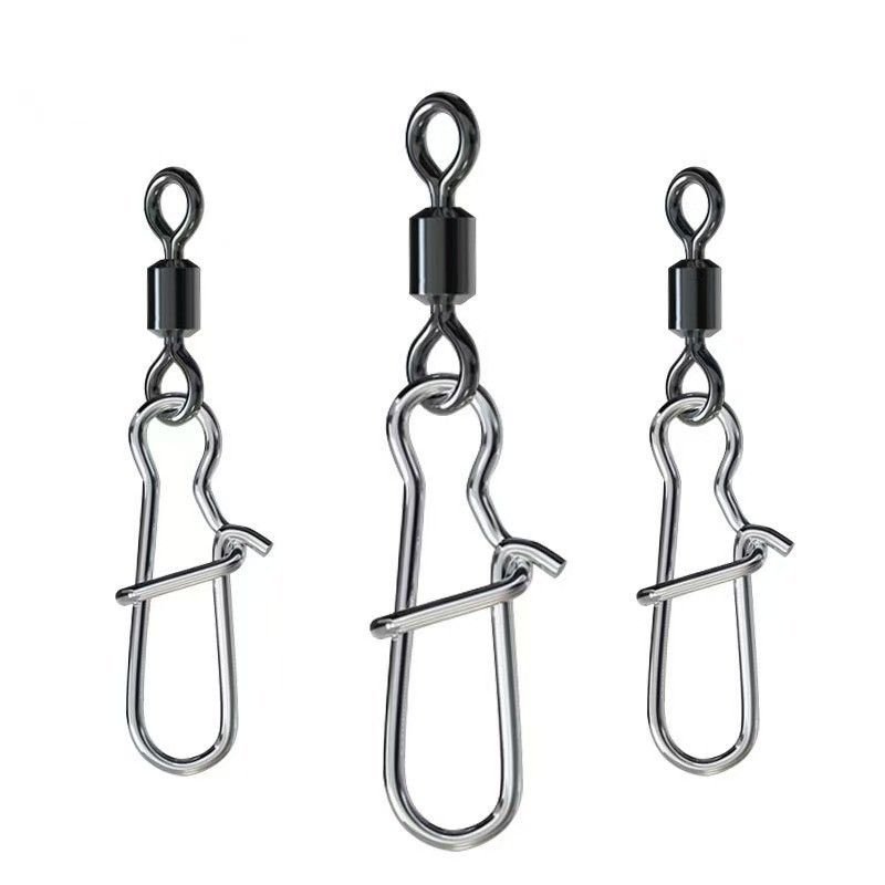 Fishing Swivels 100/200PCS - Rolling Barrel Swivels with Safety Snaps in Box