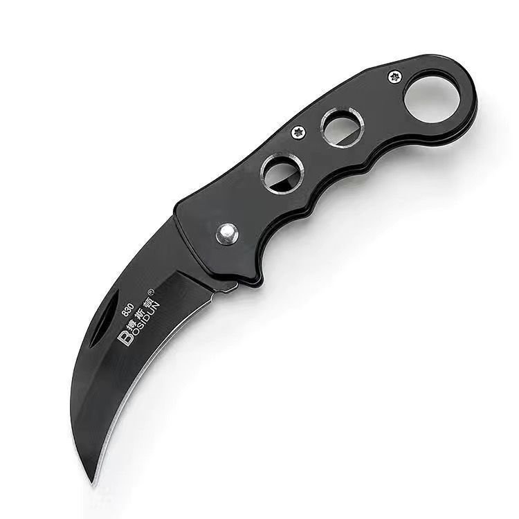 Folding Pocket Knife 15cm - Curved Hawkbill Blade with Finger Ring